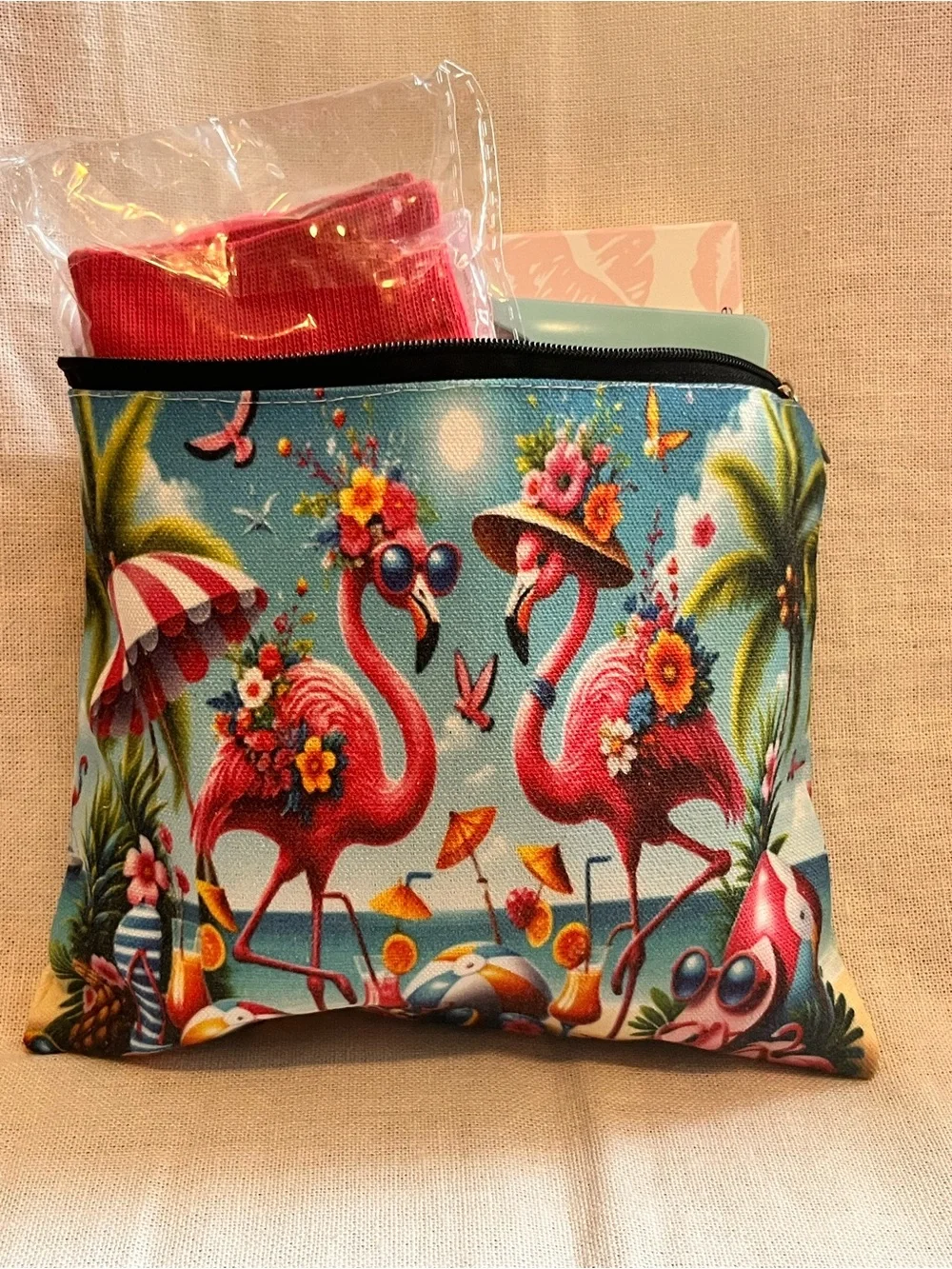 Manna Kadar Assorted Pink & Coral Lip Set with Flamingo Sock Bundle